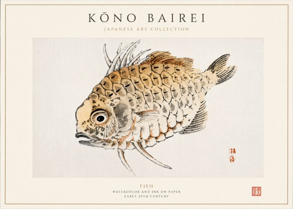 Kōno Bairei Fish III No3 - Póster