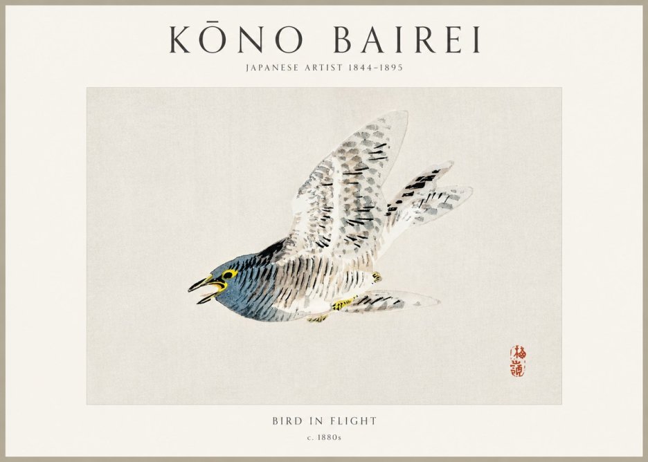 Kōno Bairei Bird in Flight No1 - Póster