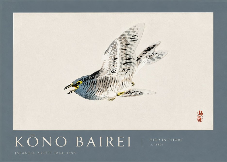 Kōno Bairei Bird in Flight No2 - Póster