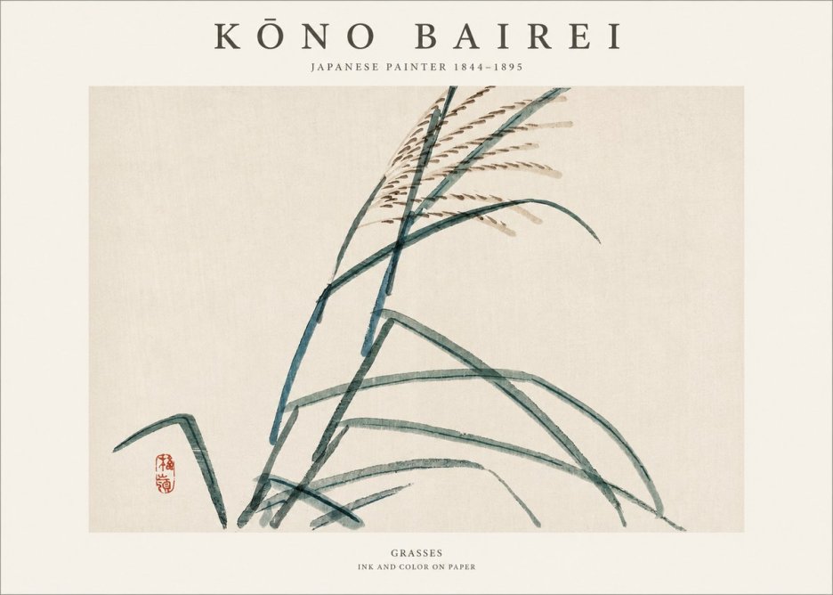 Kōno Bairei Grasses No1 - Póster