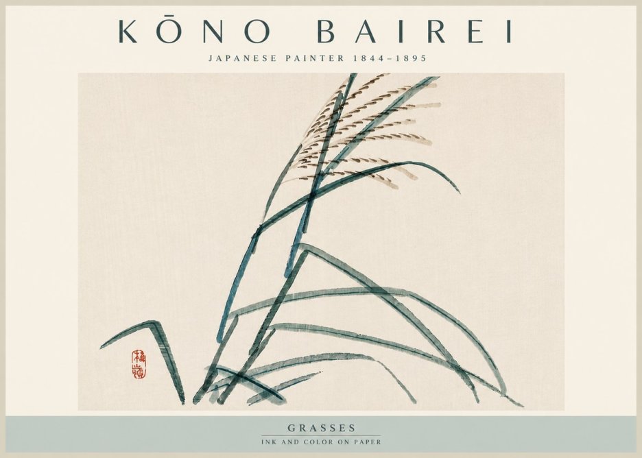 Kōno Bairei Grasses No4 - Póster