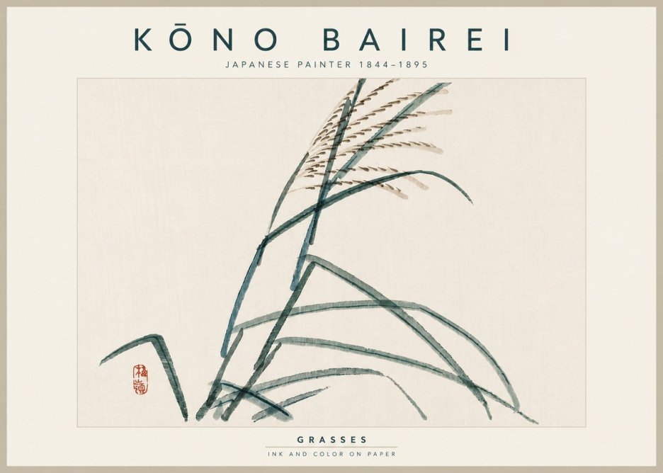 Kōno Bairei Grasses No5 - Póster