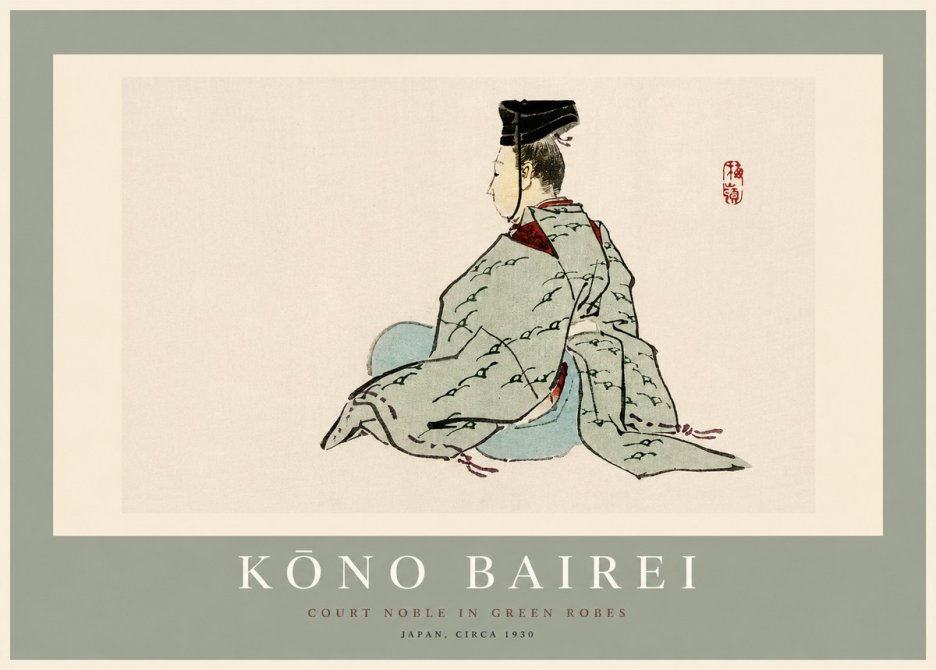 Kōno Bairei Court Noble in Green Robes No2 - Póster