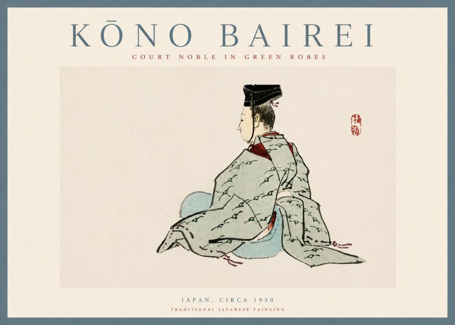Kōno Bairei Court Noble in Green Robes No3 - Póster