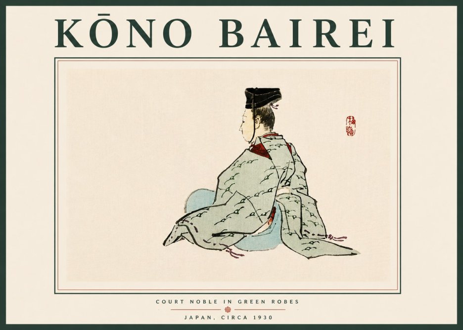 Kōno Bairei Court Noble in Green Robes No6 - Póster