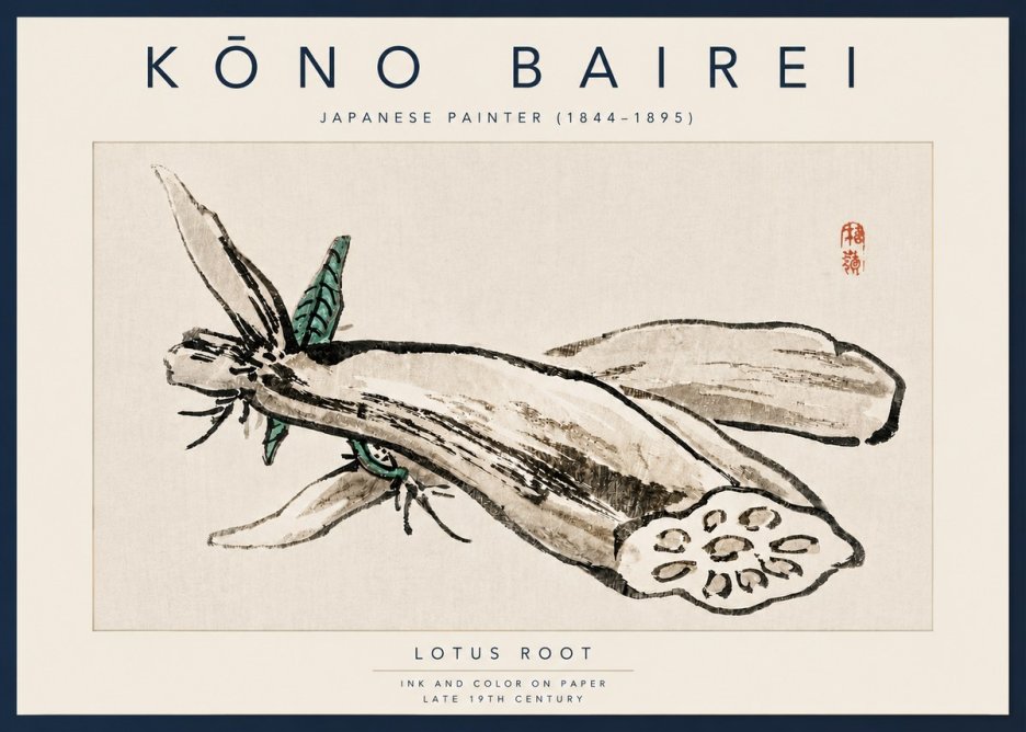 Kōno Bairei Lotus Root No4 - Póster
