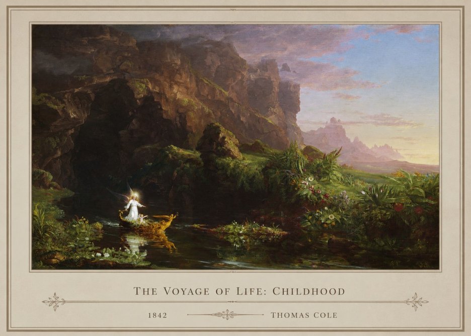 Thomas Cole The Voyage of Life: Childhood I No1 - Póster