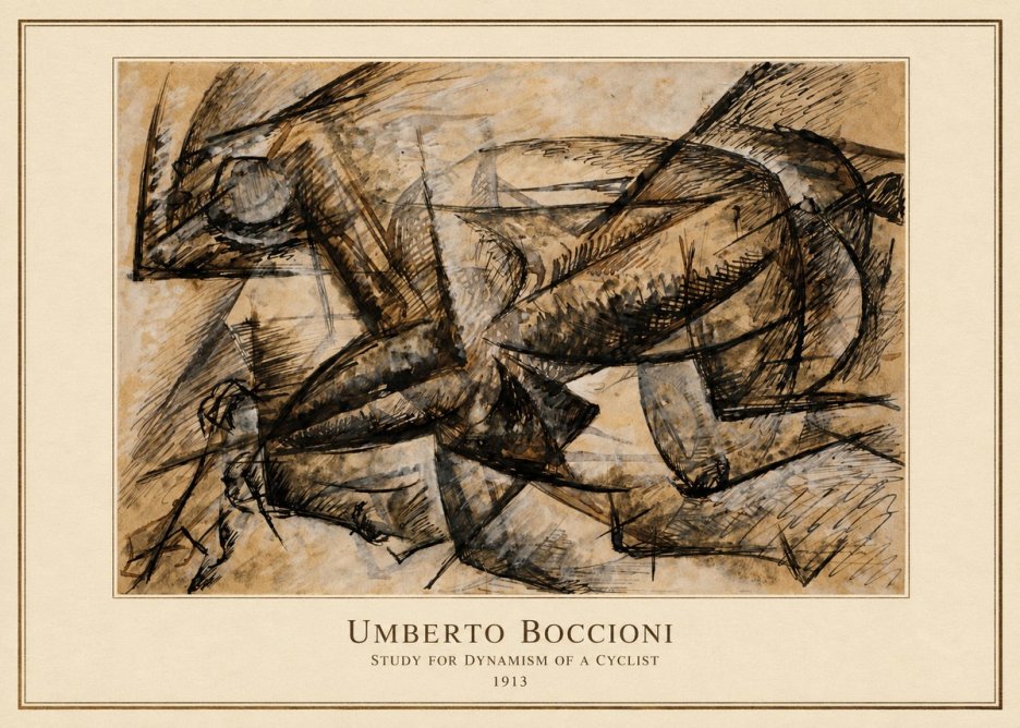 Umberto Boccioni Study for Dynamism of a Cyclist No4 - Póster
