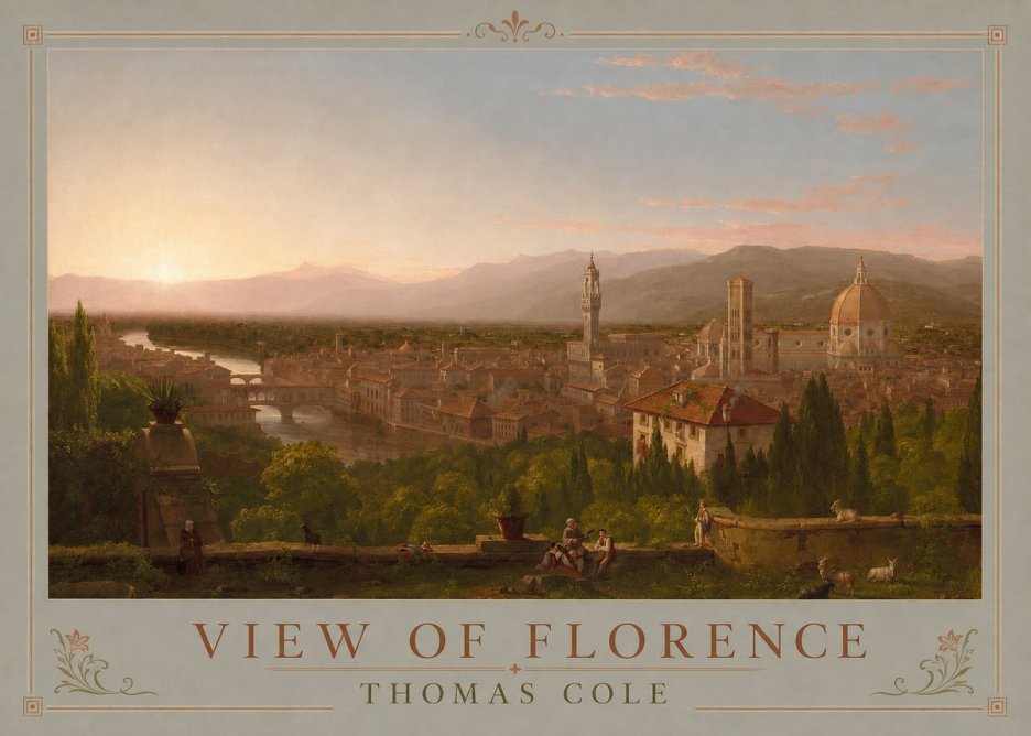 Thomas Cole View of Florence No1 - Póster