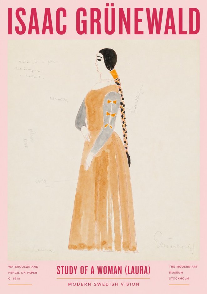 Isaac Grünewald Study of a Woman (Laura) No2 - Póster