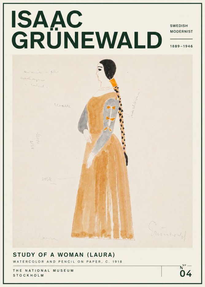 Isaac Grünewald Study of a Woman (Laura) No4 - Póster