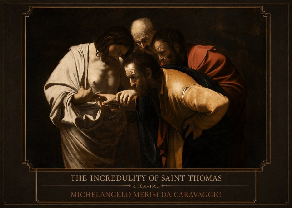 Michelangelo Merisi da Caravaggio The Incredulity of Saint Thomas III No1 - Póster