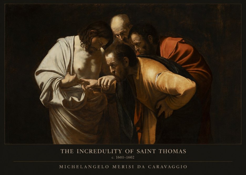 Michelangelo Merisi da Caravaggio The Incredulity of Saint Thomas III No5 - Póster