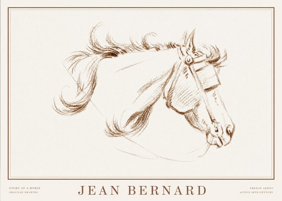Jean Bernard Study of a Horse I No2 - Póster