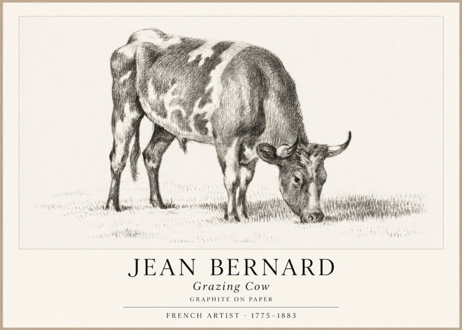 Jean Bernard Grazing Cow I No1 - Póster