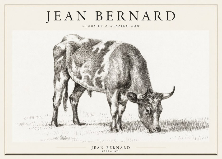 Jean Bernard Grazing Cow I No2 - Póster