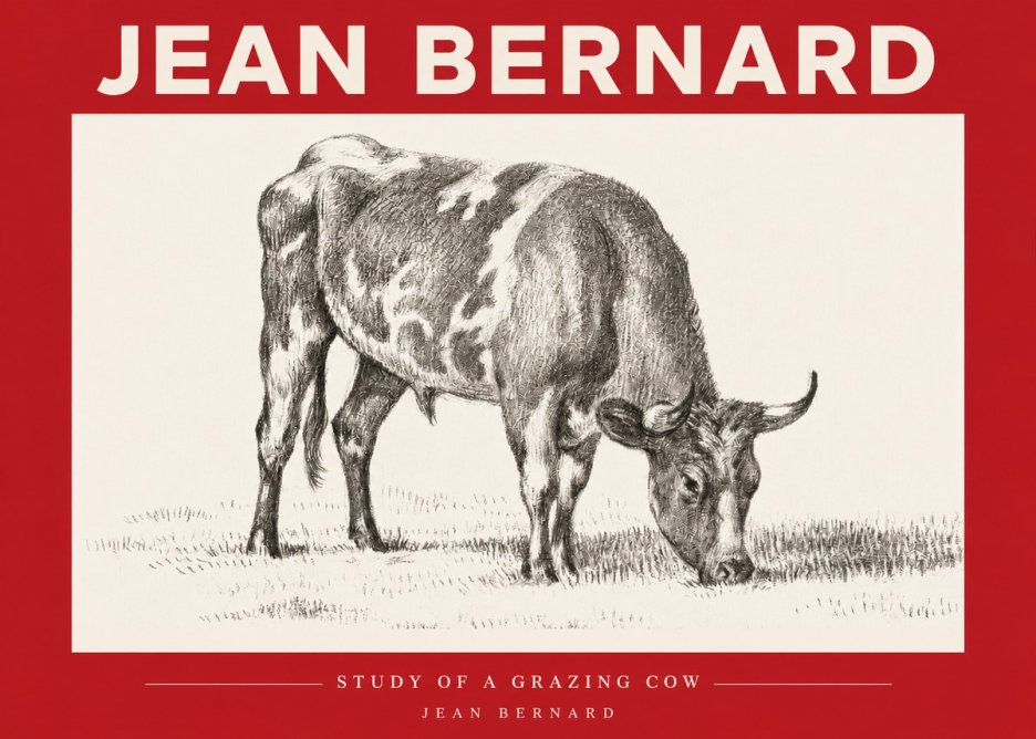 Jean Bernard Grazing Cow I No3 - Póster