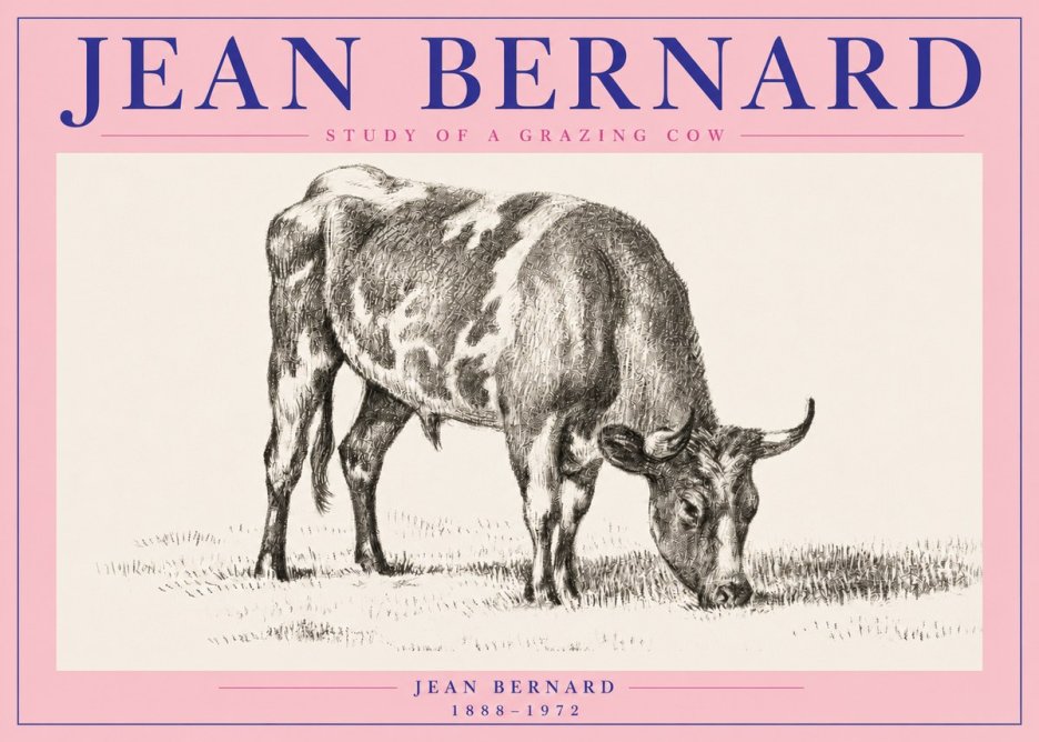 Jean Bernard Grazing Cow I No4 - Póster