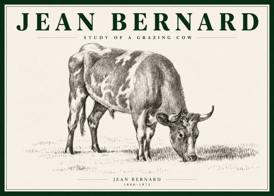 Jean Bernard Grazing Cow I No5 - Póster