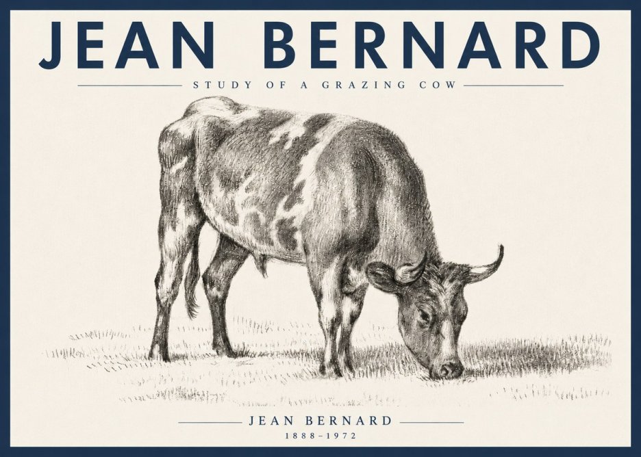 Jean Bernard Grazing Cow I No6 - Póster
