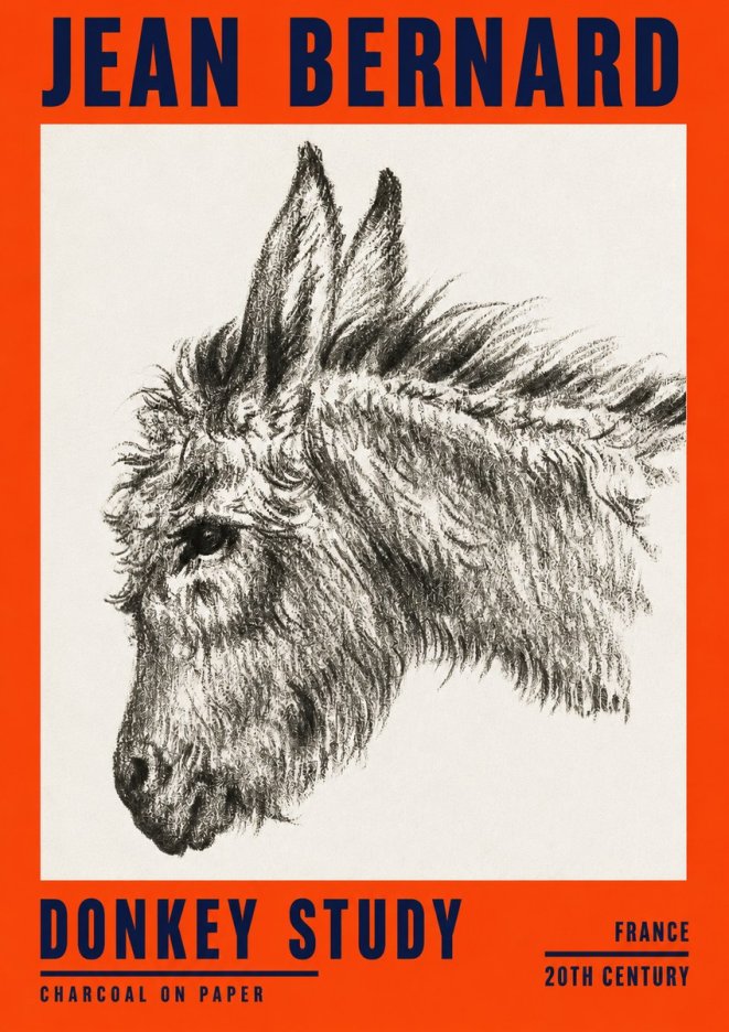 Jean Bernard Donkey Study I No2 - Póster