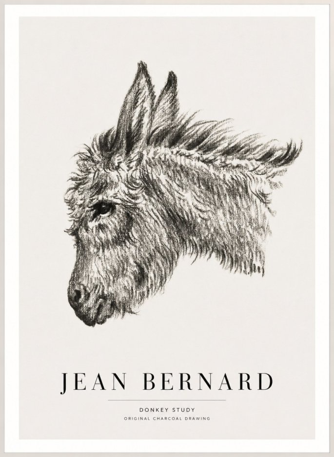 Jean Bernard Donkey Study I No3 - Póster