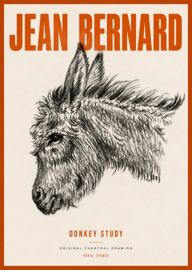 Jean Bernard Donkey Study I No4 - Póster