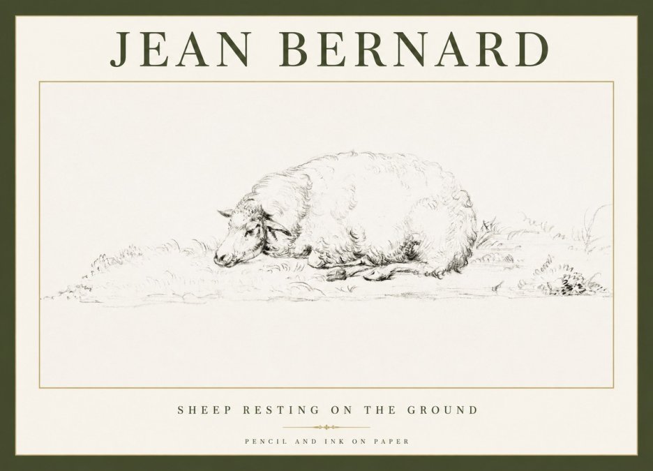 Jean Bernard Sheep Resting on the Ground No1 - Póster