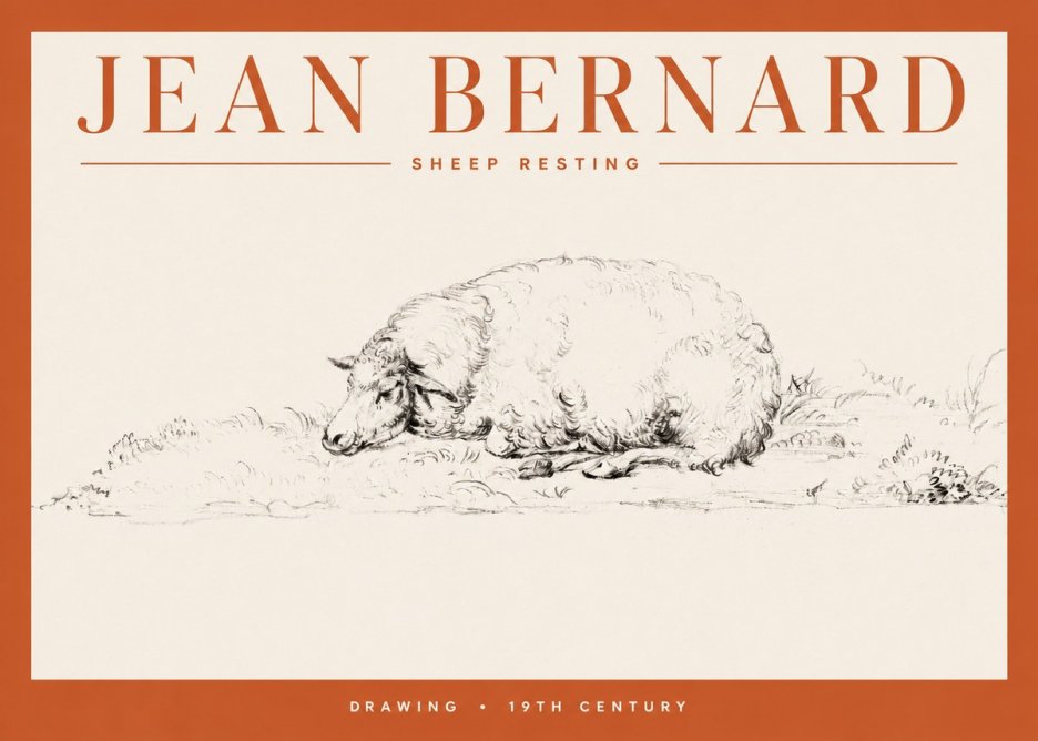 Jean Bernard Sheep Resting on the Ground No4 - Póster