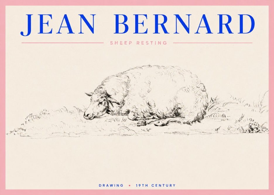 Jean Bernard Sheep Resting on the Ground No5 - Póster