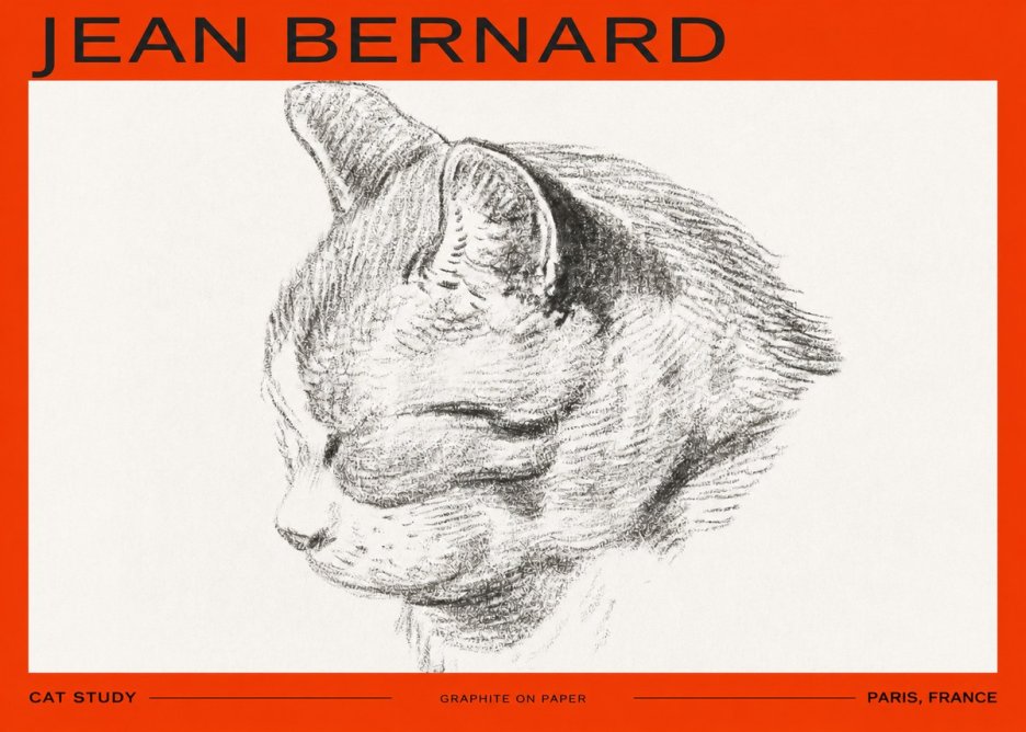 Jean Bernard Cat Study I No2 - Póster