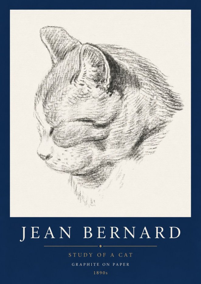 Jean Bernard Cat Study I No5 - Póster