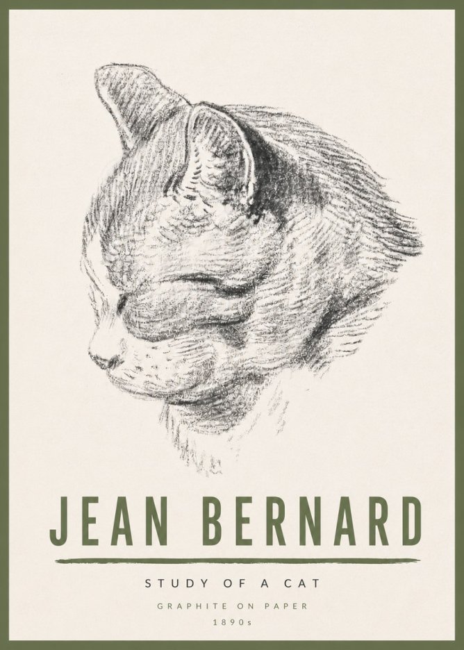 Jean Bernard Cat Study I No6 - Póster