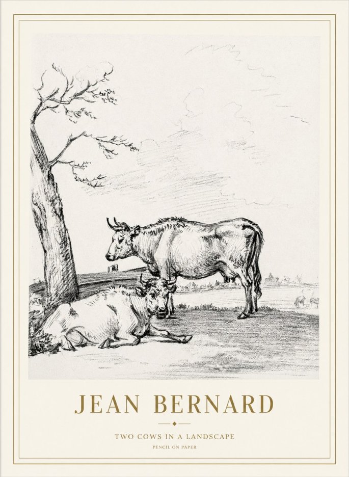 Jean Bernard Two Cows in a Landscape No1 - Póster