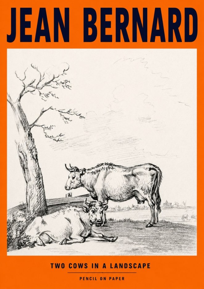 Jean Bernard Two Cows in a Landscape No2 - Póster