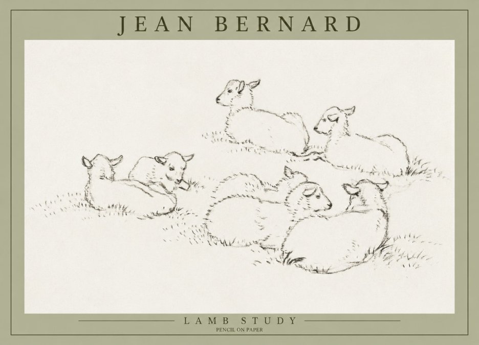 Jean Bernard Study of Lambs No3 - Póster
