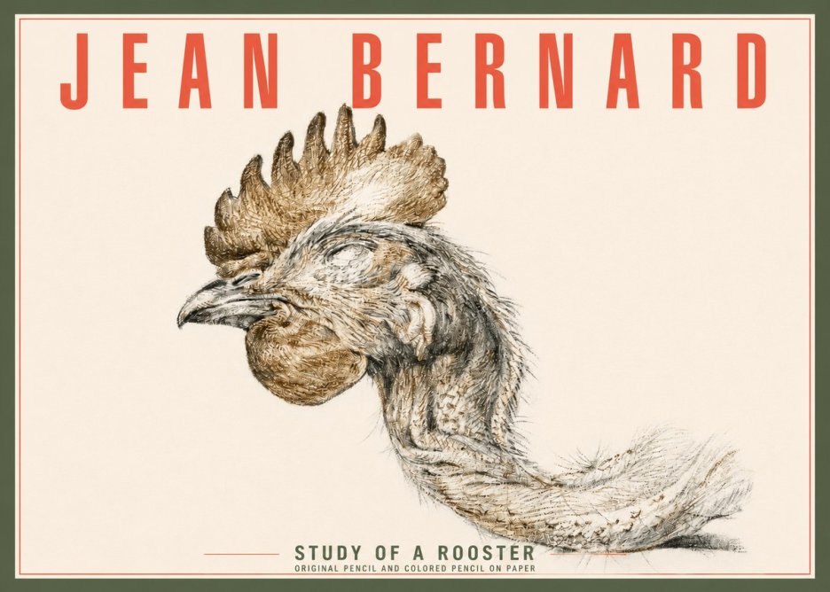 Jean Bernard Study of a Rooster Head No4 - Póster