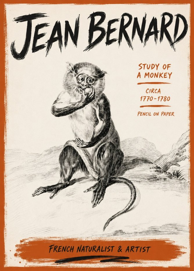 Jean Bernard Study of a Monkey No6 - Póster