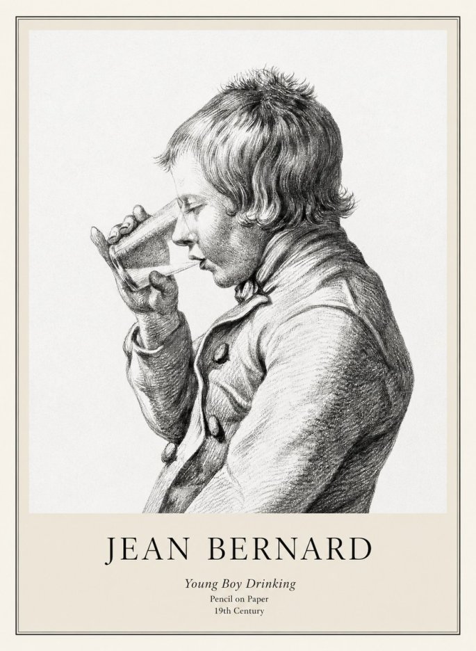 Jean Bernard Young Boy Drinking No1 - Póster