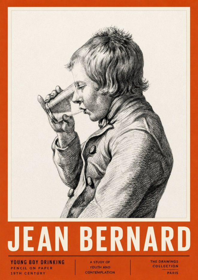 Jean Bernard Young Boy Drinking No2 - Póster