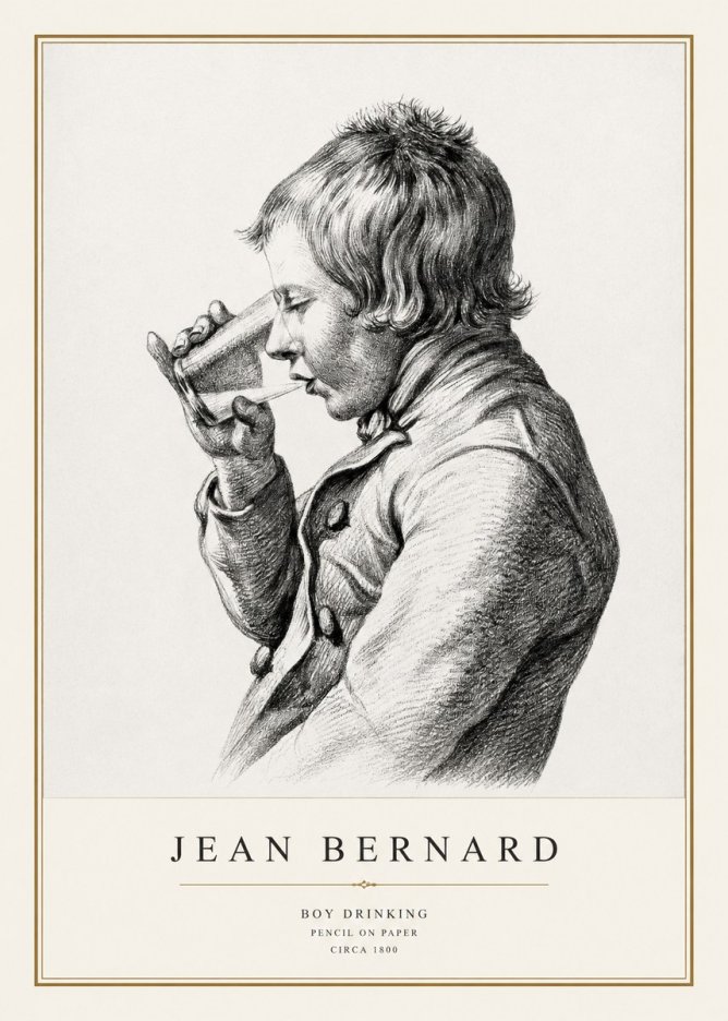 Jean Bernard Young Boy Drinking No3 - Póster