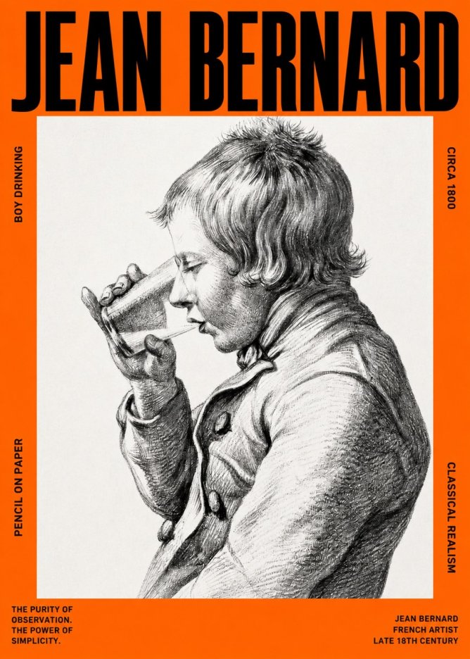 Jean Bernard Young Boy Drinking No4 - Póster