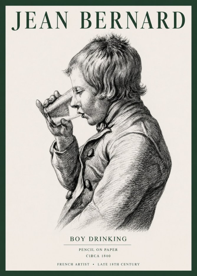 Jean Bernard Young Boy Drinking No5 - Póster