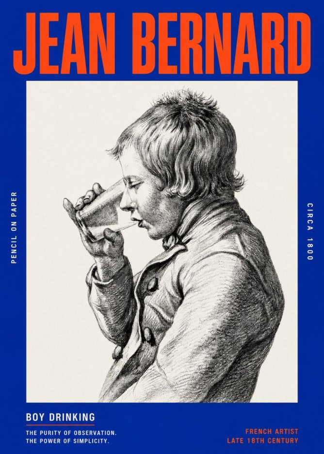 Jean Bernard Young Boy Drinking No6 - Póster