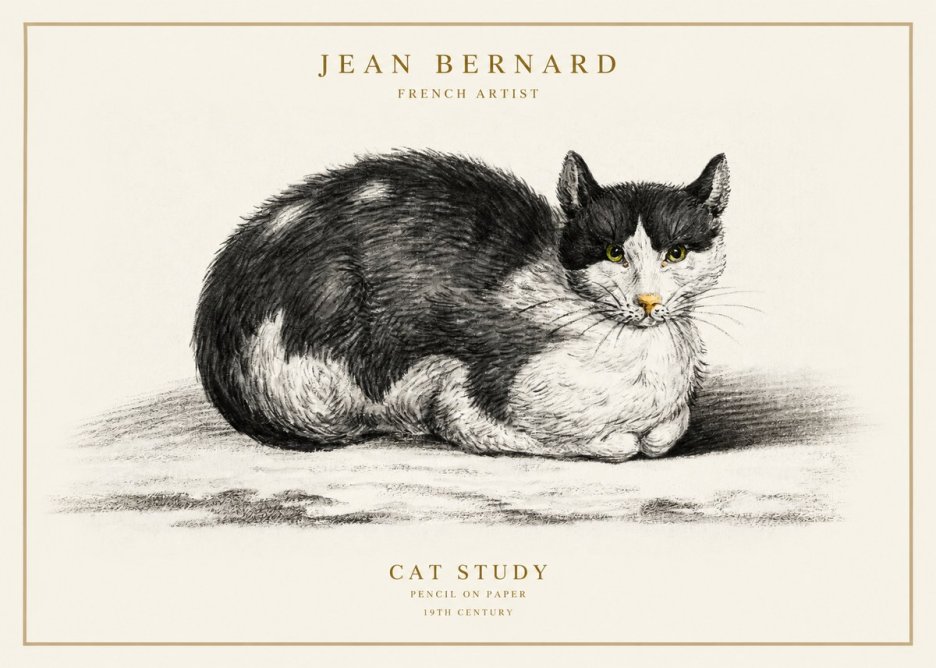 Jean Bernard Cat Study II No1 - Póster