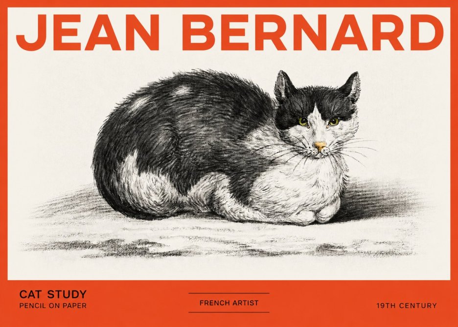 Jean Bernard Cat Study II No2 - Póster