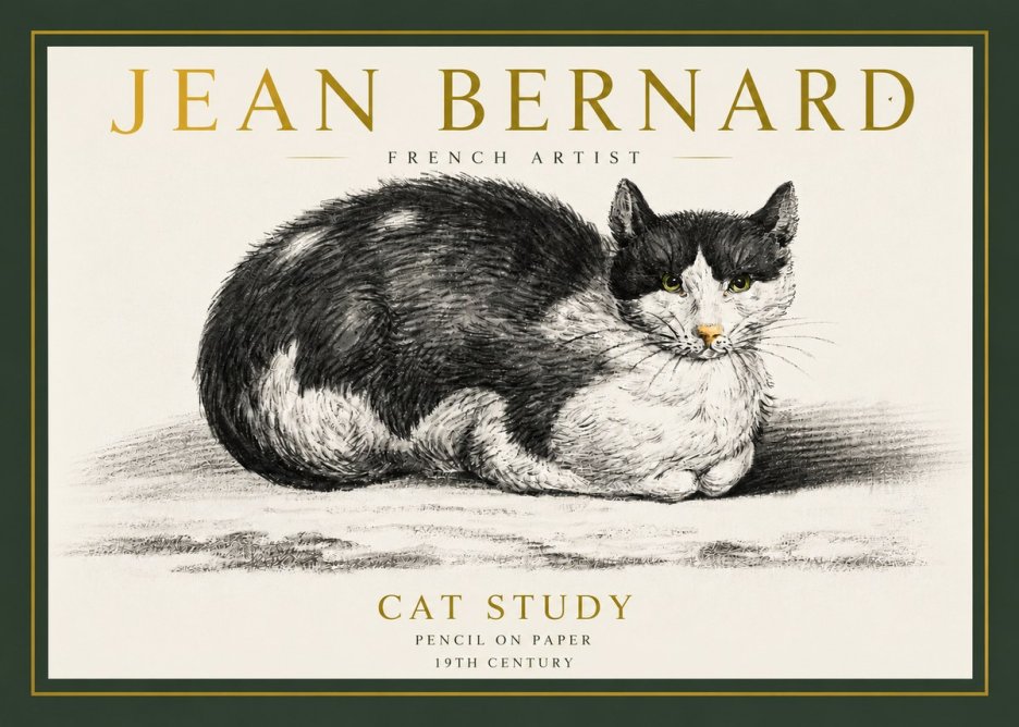 Jean Bernard Cat Study II No3 - Póster