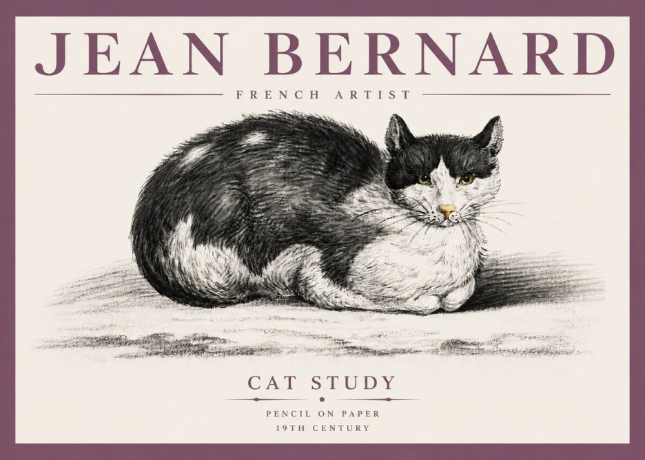 Jean Bernard Cat Study II No4 - Póster
