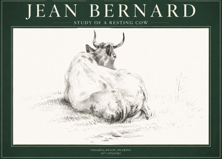 Jean Bernard Study of a Resting Cow I No1 - Póster