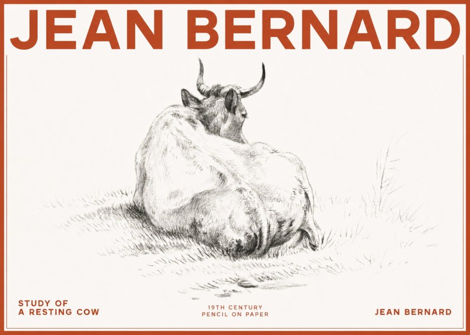 Jean Bernard Study of a Resting Cow I No2 - Póster